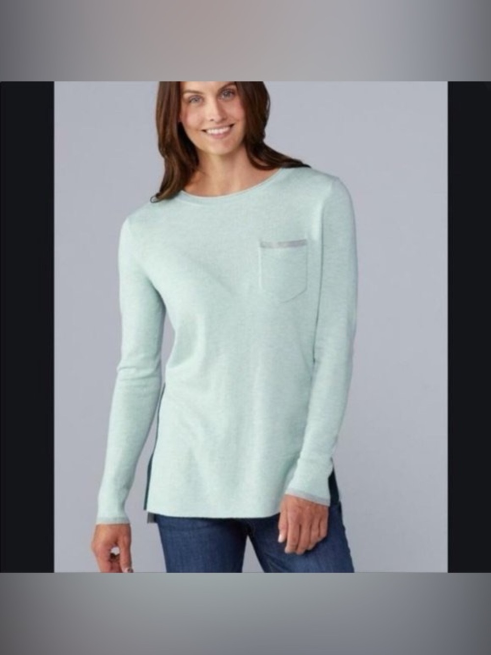 Smart wool Shadow Pine Pocket Sweater In Frosty Green Merino Wool Size Medium